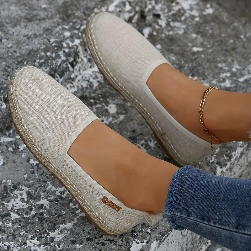 Comfortable walking shoes for women in a lightweight slip-on espadrille flat style