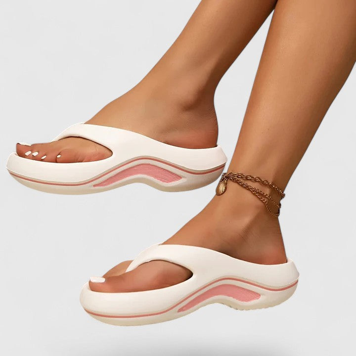 Margo & Main - black thong sandals showing contoured EVA midsole, US women's sizes