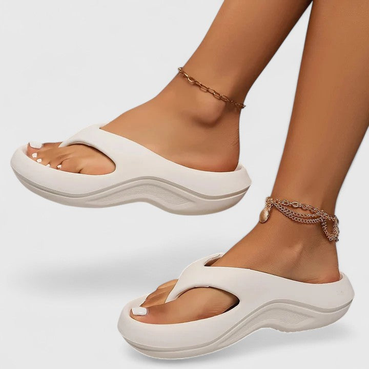 Margo & Main - cream thong sandals padded toe post and footbed detail, US women's sizes