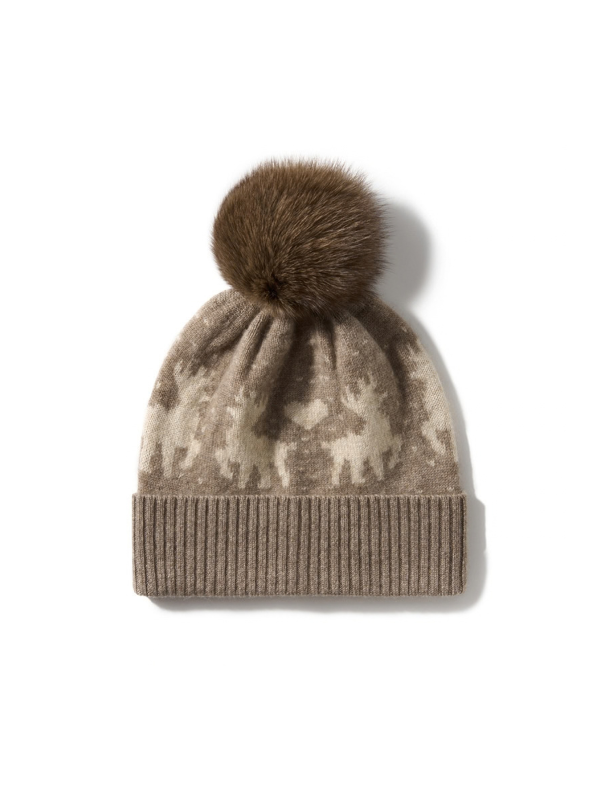 Honora Cashmere Reindeer Pom Pom Beanie