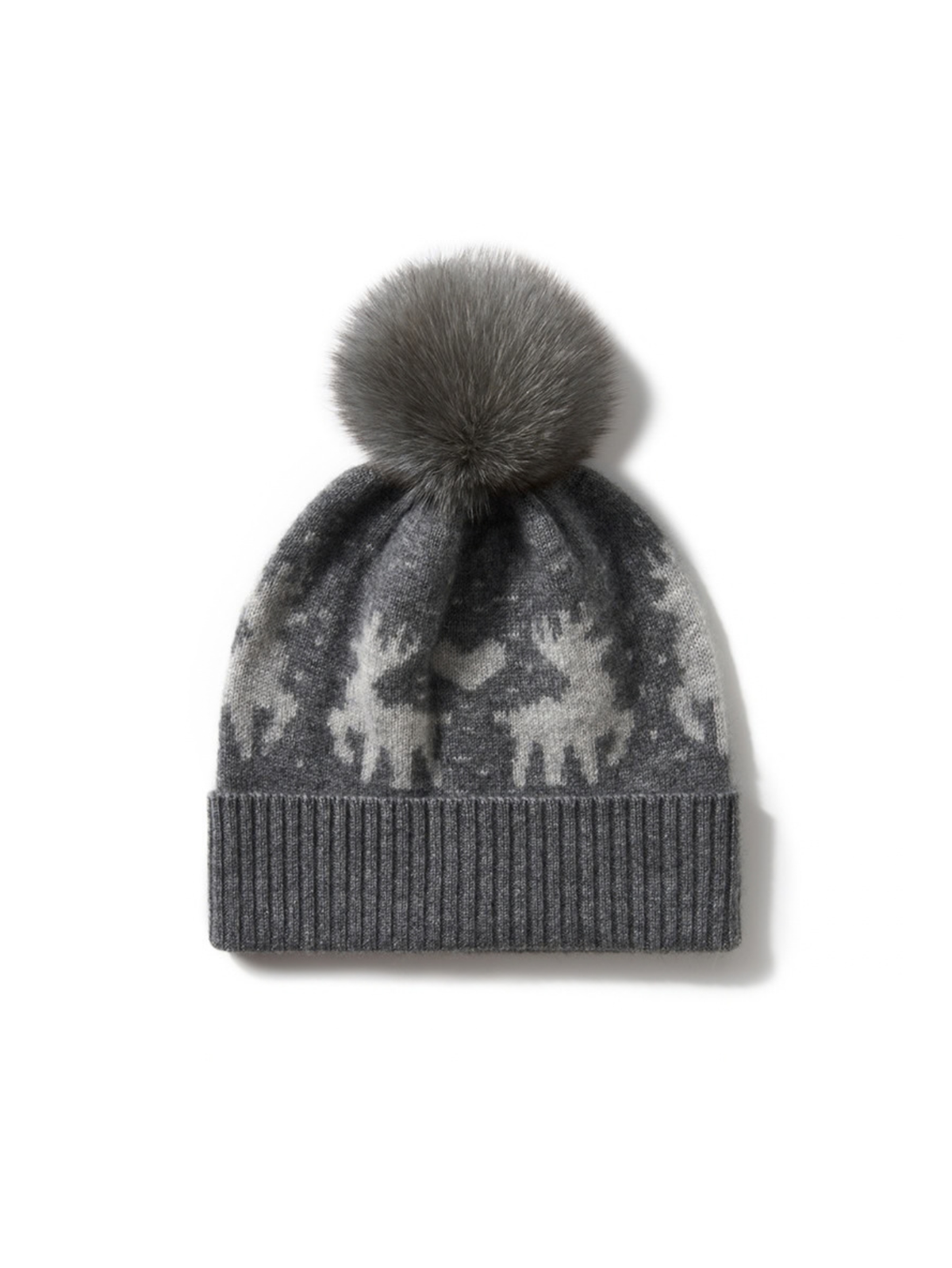 Honora Cashmere Reindeer Pom Pom Beanie