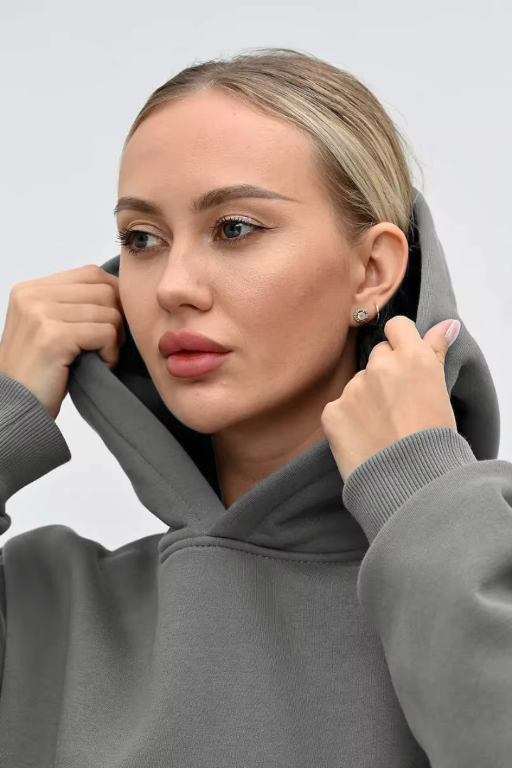 Margo & Main – cotton oversized hooded fleece sweatshirt, additional view 17, US women's sizes