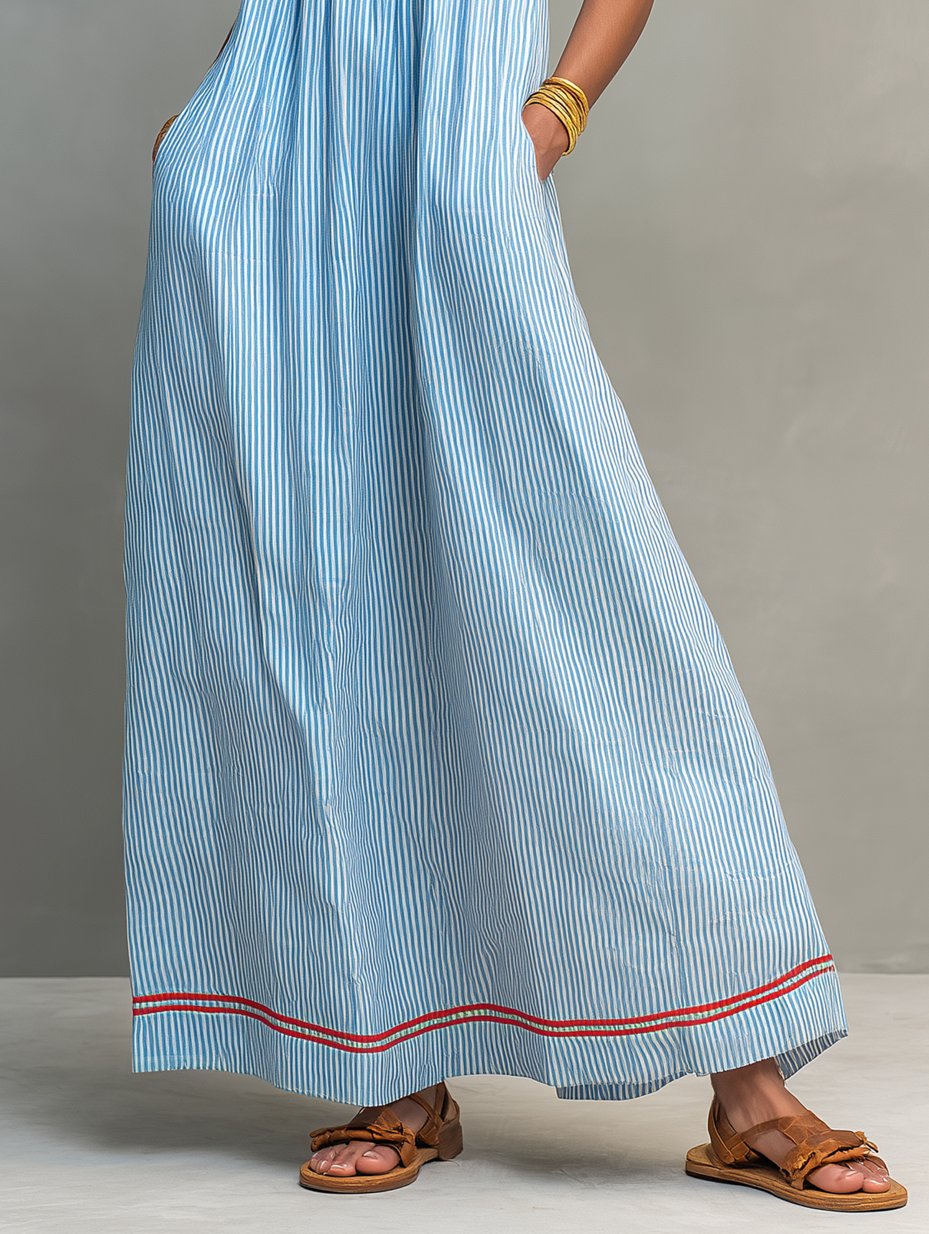 Blossom Striped Spaghetti Strap Maxi Dress