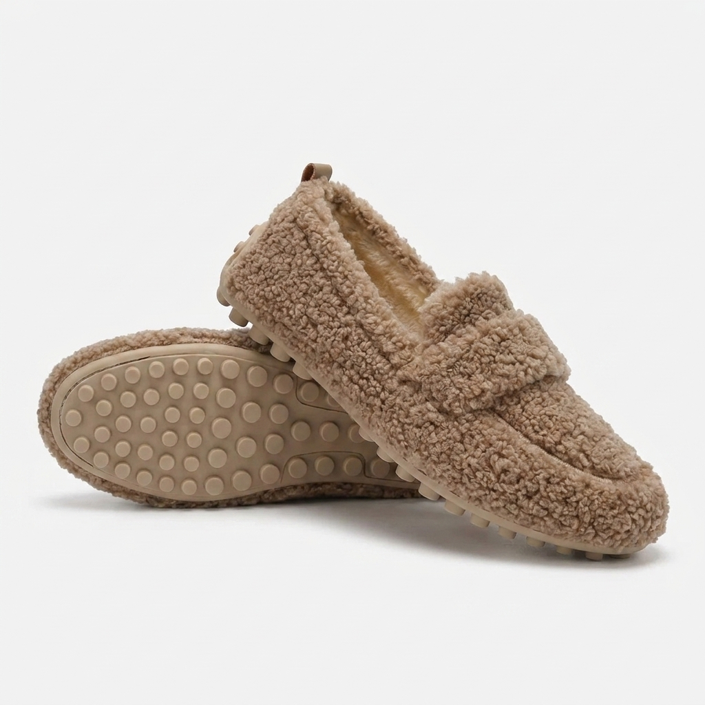 Margo & Main – plush sherpa driving loafers, front view, US women's sizes