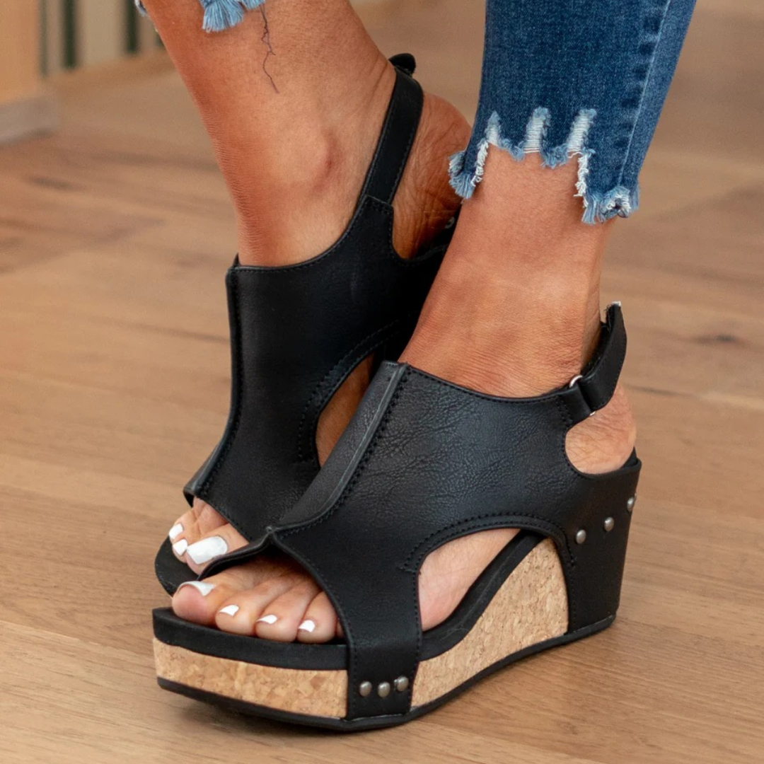 Gloria Orthopedic Cork Wedge Sandals