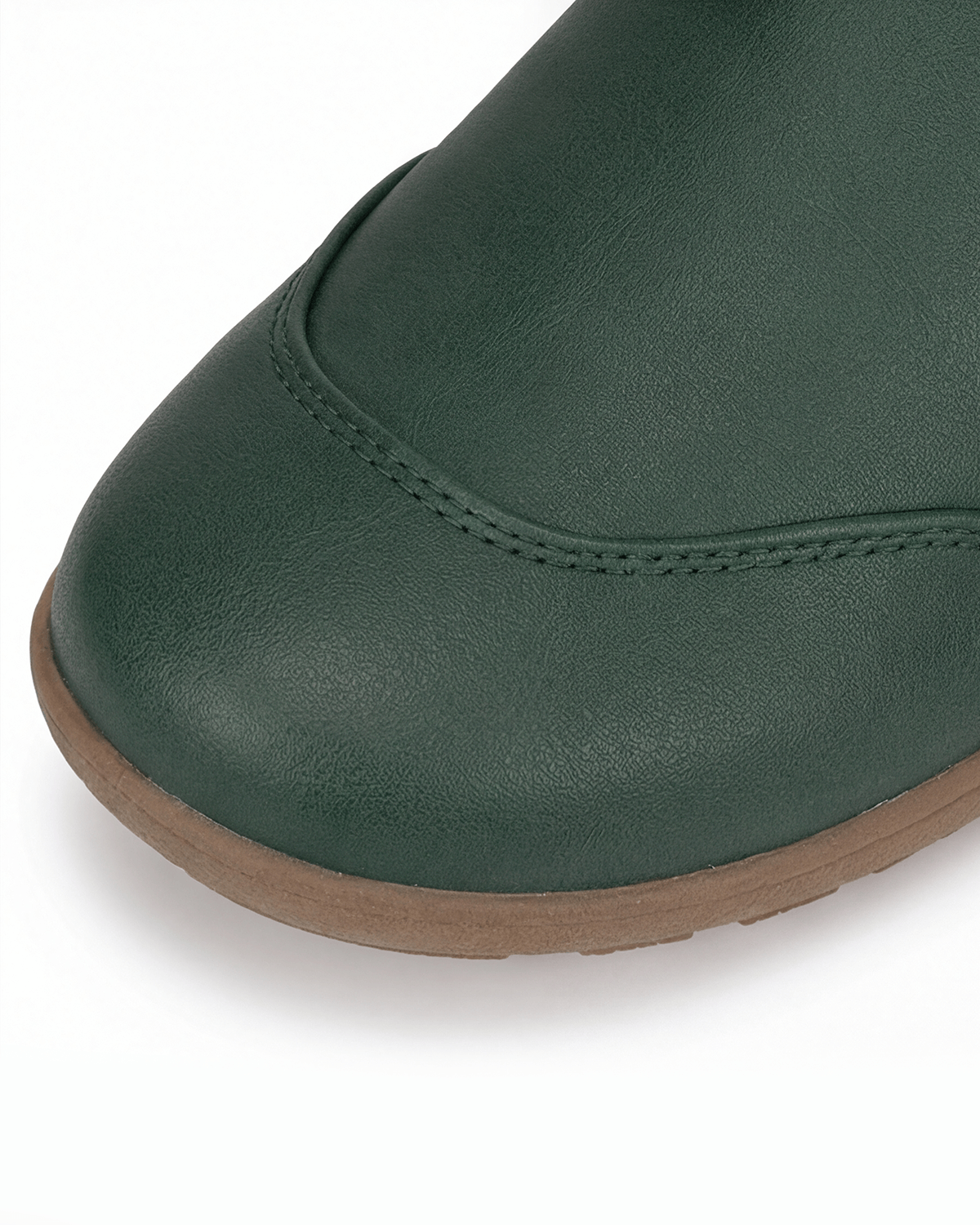 Margo & Main – Green flat knit-collar ankle boots toe and lug sole detail, US women's sizes