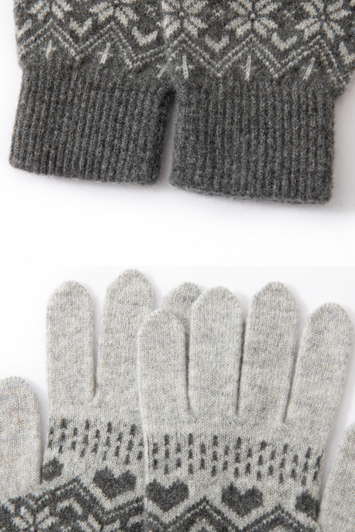 Octavia Cashmere Snowflake Knit Gloves