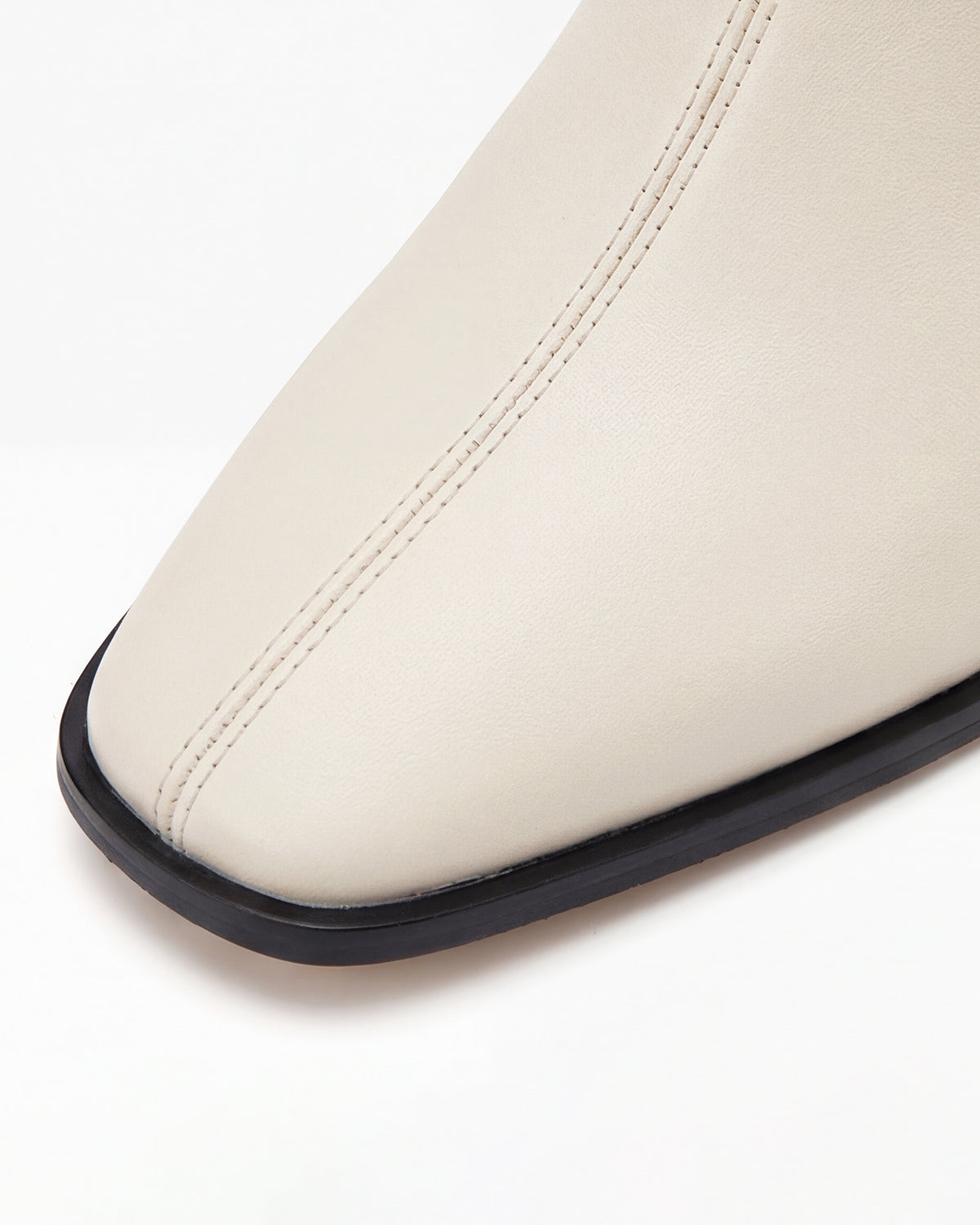 Margo & Main – Cream square-toe stretch ankle boots square toe close-up, US women's sizes