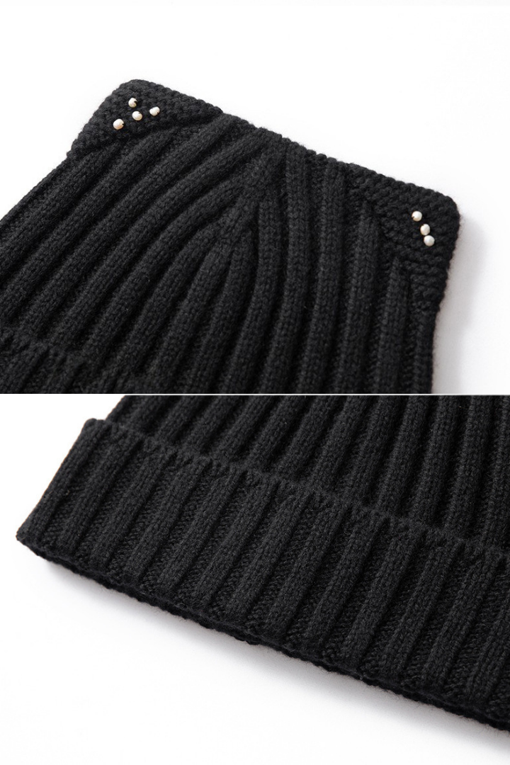 Felicity Pure Cashmere Wide Rib Beanie