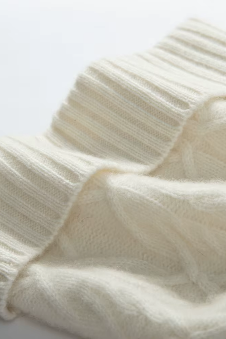 Rosemary Cable Knit Cashmere Pom Pom Beanie