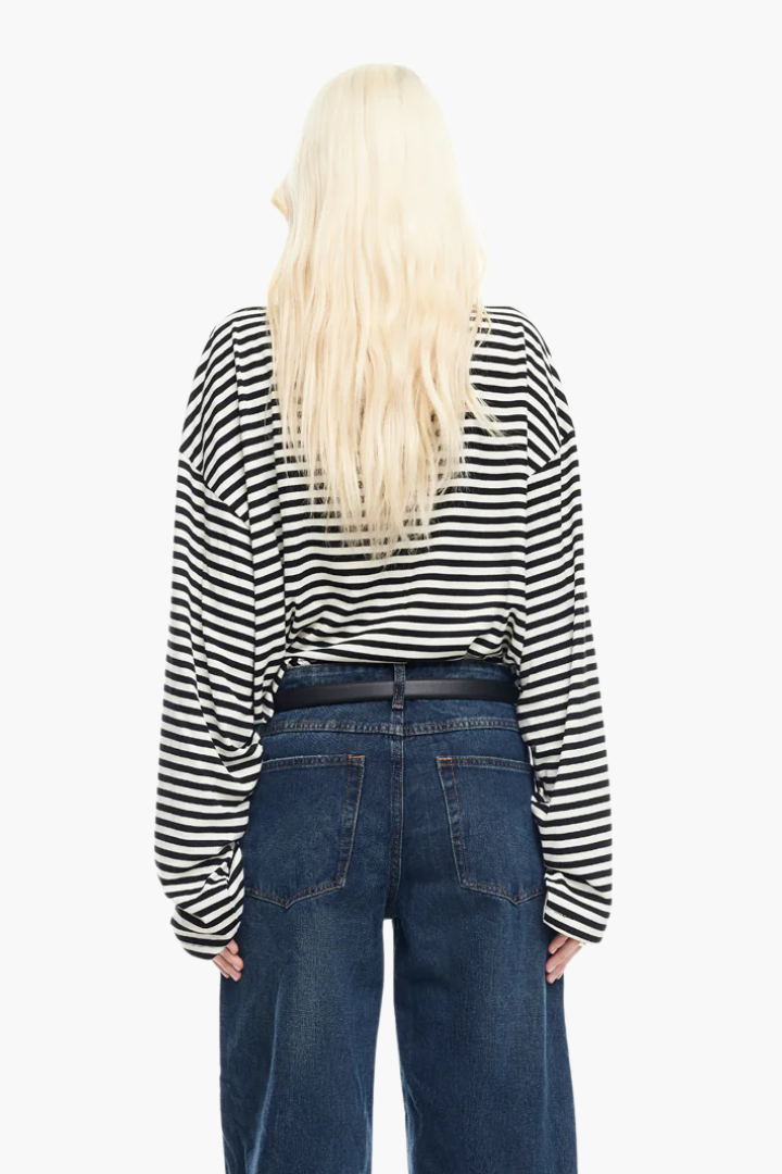 Margo & Main – striped boxy long sleeve knit top, additional view 13, US women's sizes