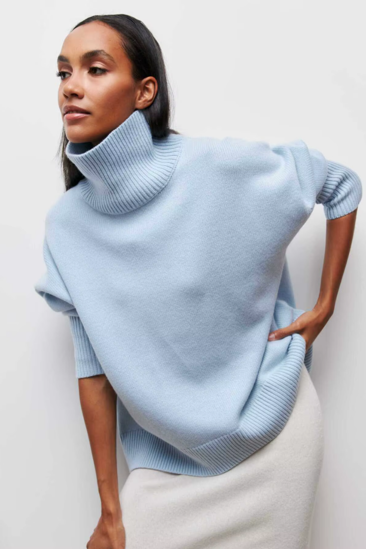 Margo & Main – oversized turtleneck sweater, fabric detail, US women's sizes