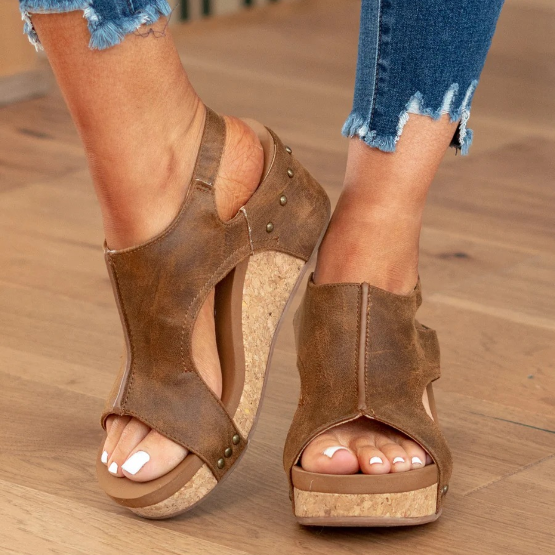 Gloria Orthopedic Cork Wedge Sandals