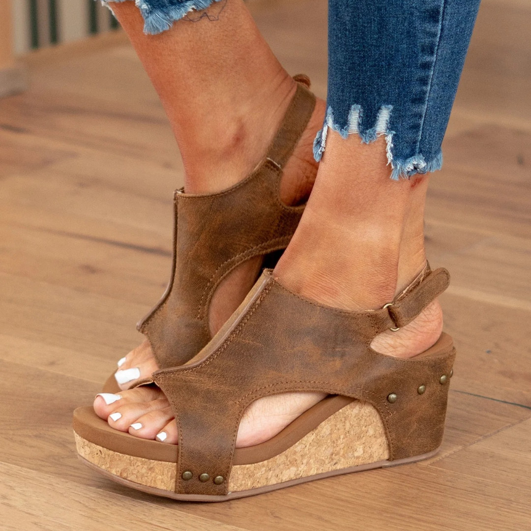 Gloria Orthopedic Cork Wedge Sandals