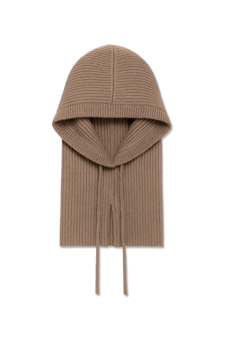 Zuleika Wool Ribbed Drawstring Hood