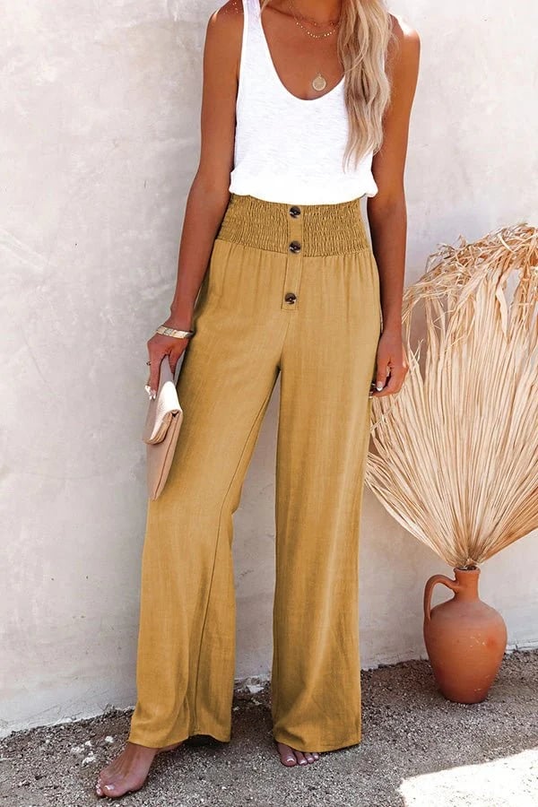 Alina Linen Blend Wide-Leg Pants