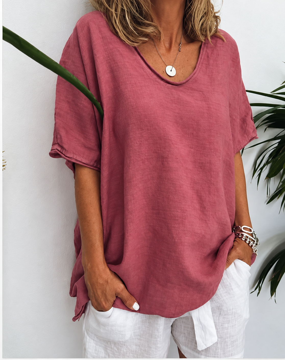 Celeste Scoop Neck Linen Blouse