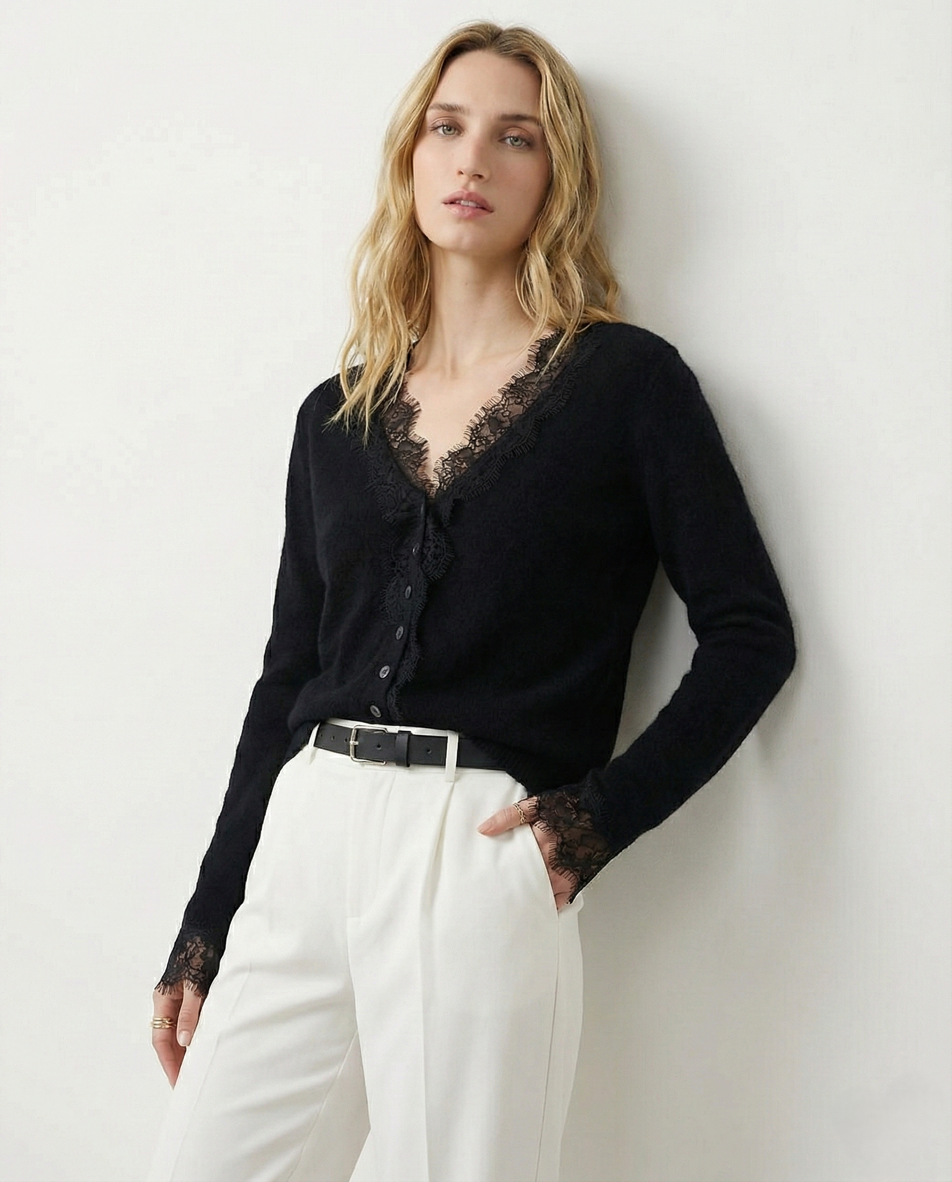 Amelia Cashmere Lace Cardigan