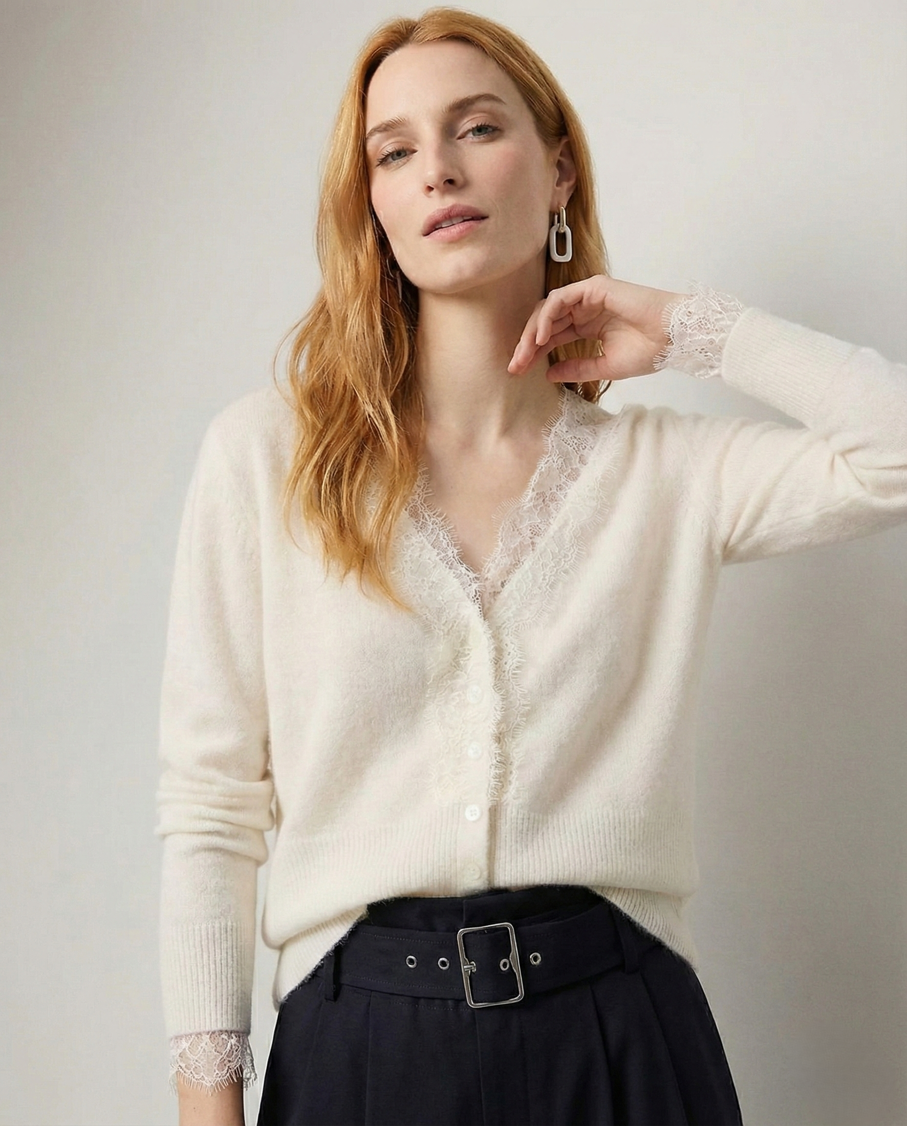 Amelia Cashmere Lace Cardigan