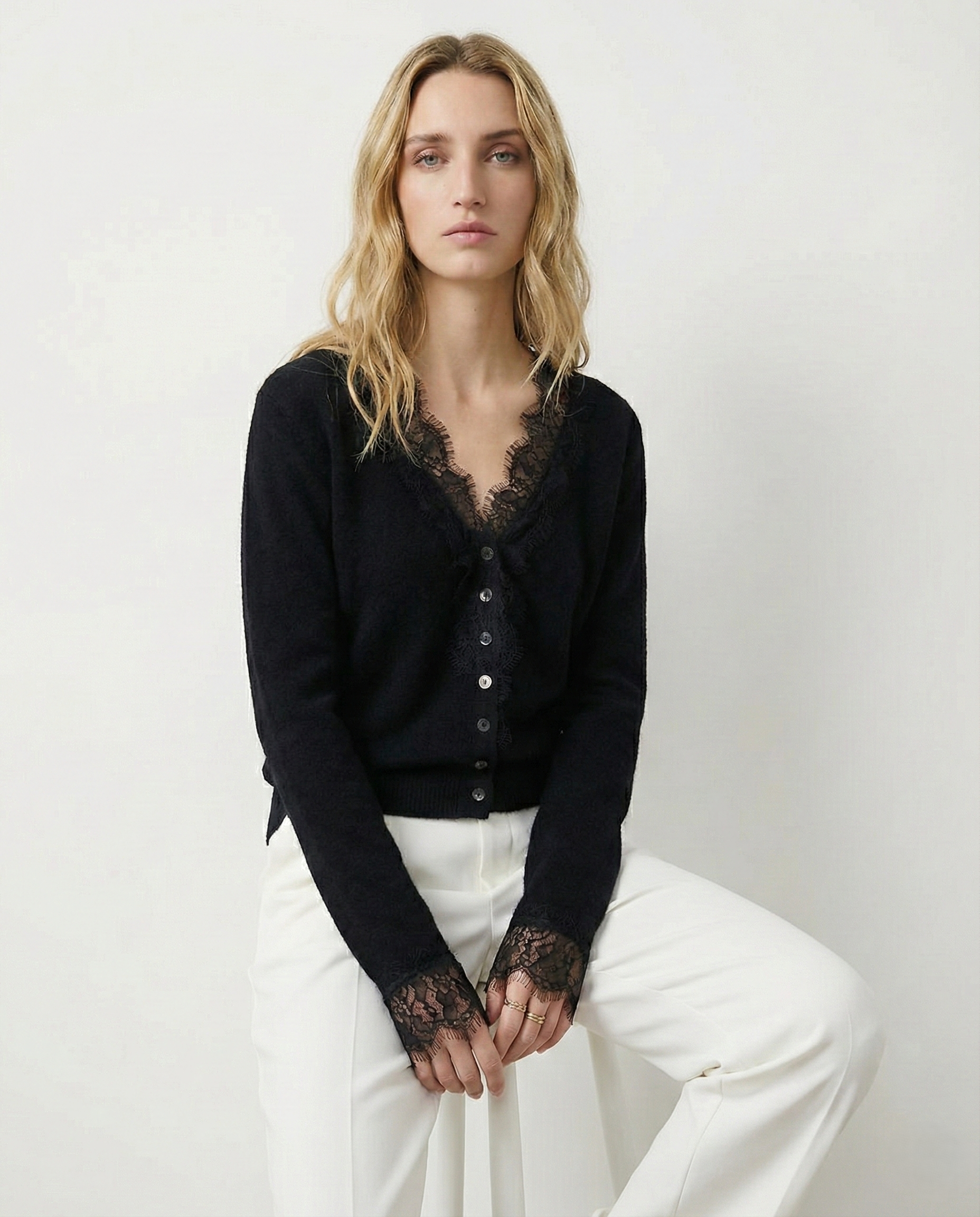 Amelia Cashmere Lace Cardigan
