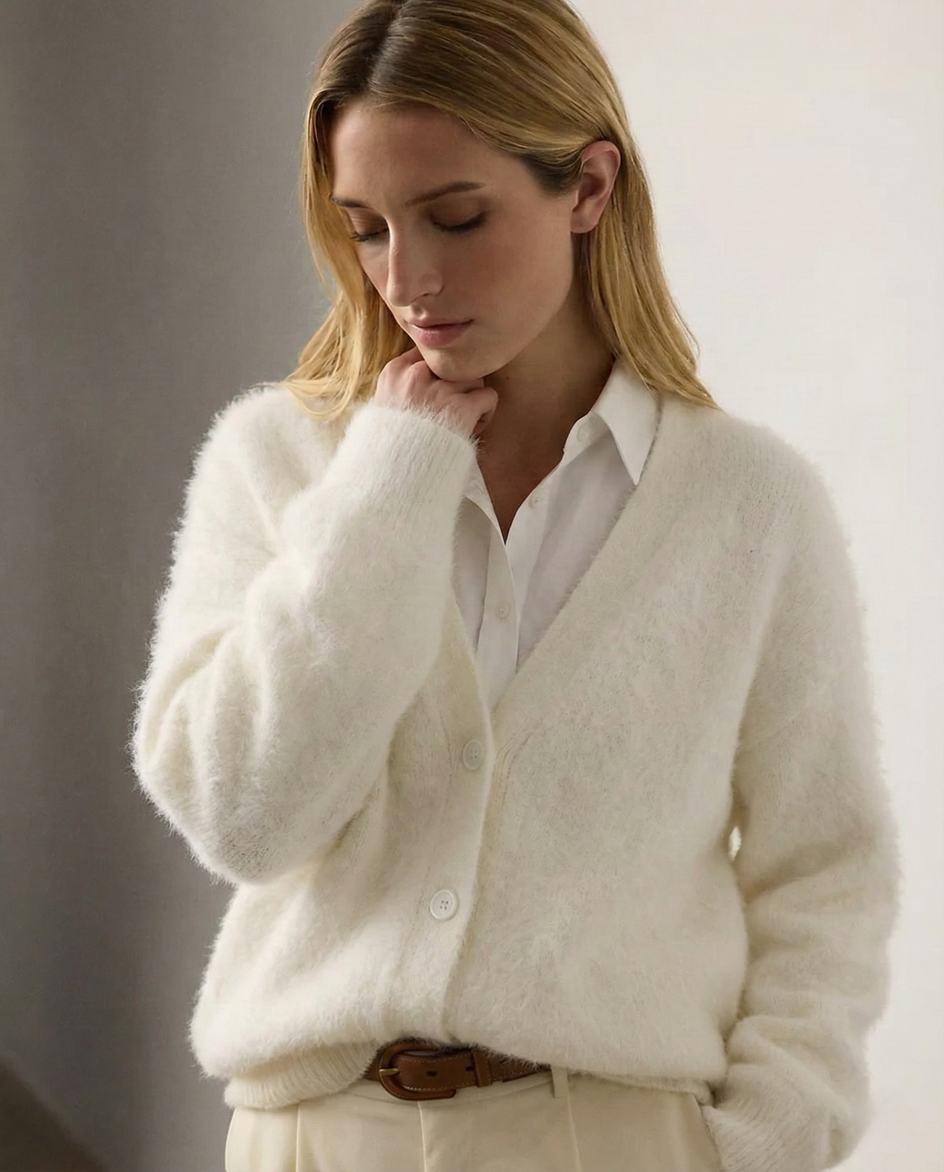 Margo & Main – cream brushed knit oversized cardigan sleeve and cuff detail, US women's sizes