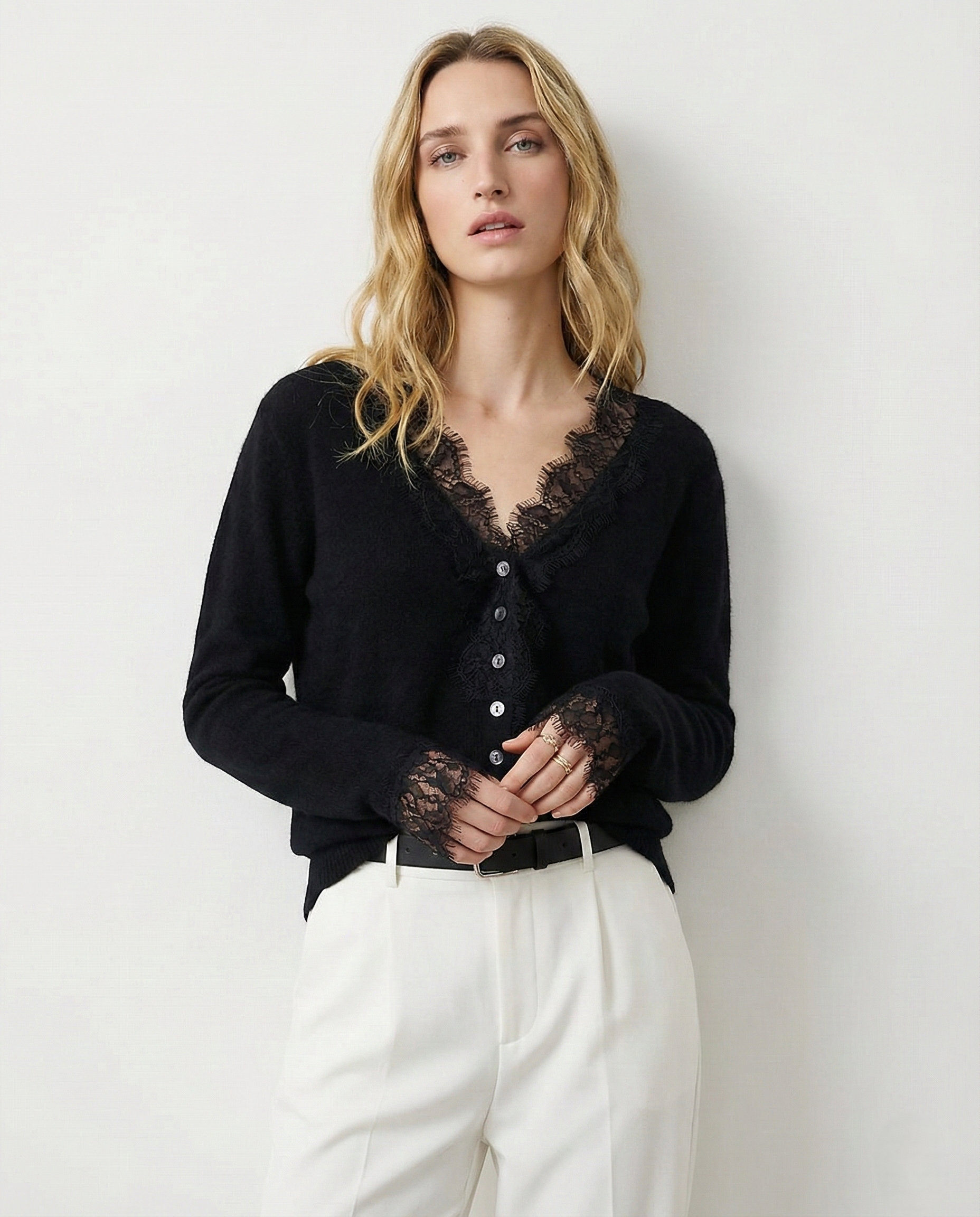 Amelia Cashmere Lace Cardigan