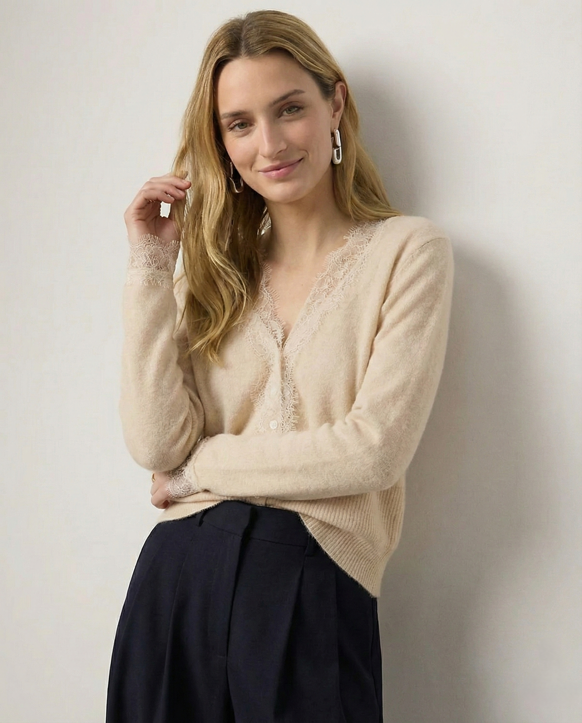 Amelia Cashmere Lace Cardigan