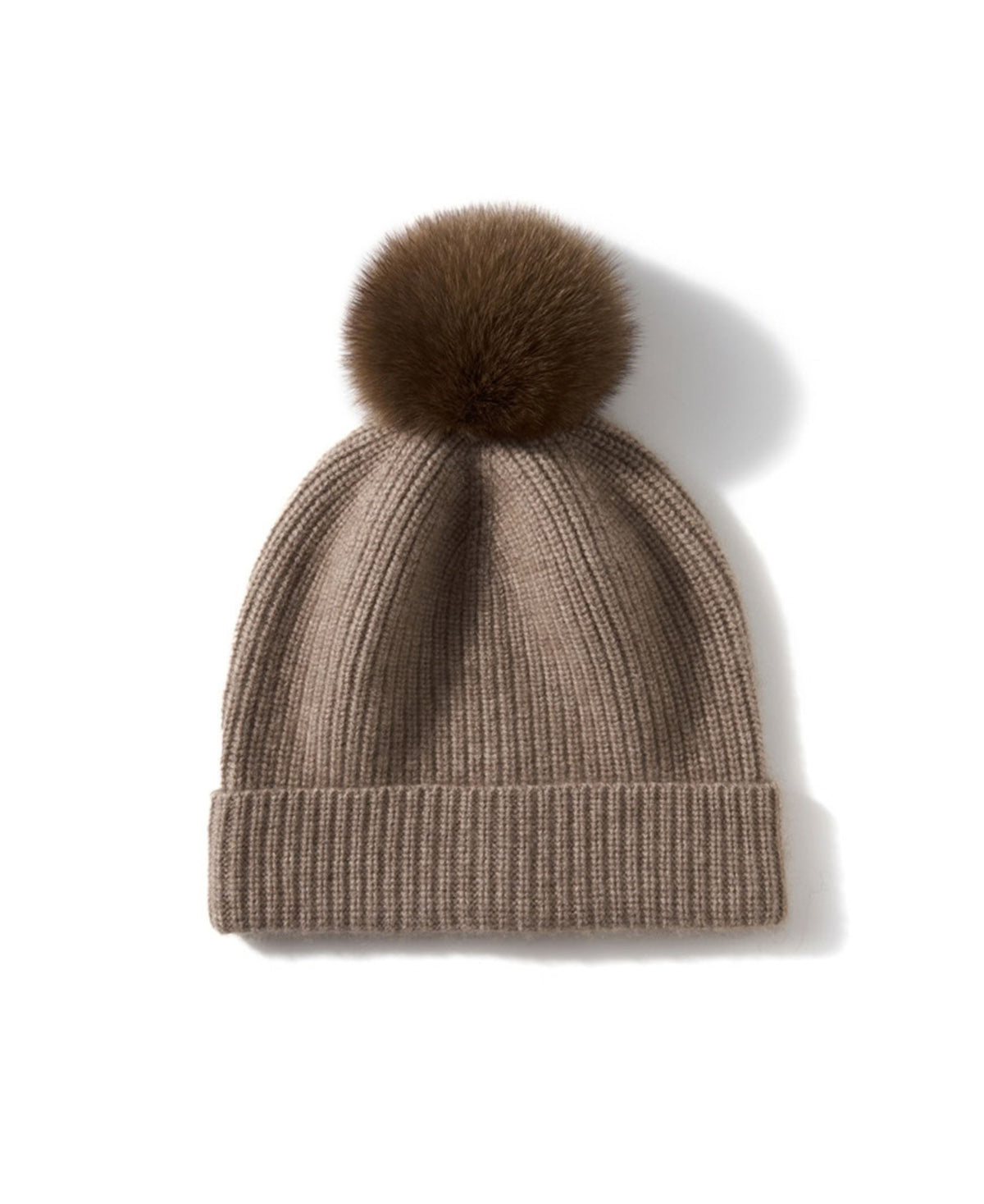 Sorrel Cashmere Ribbed Pom Pom Beanie