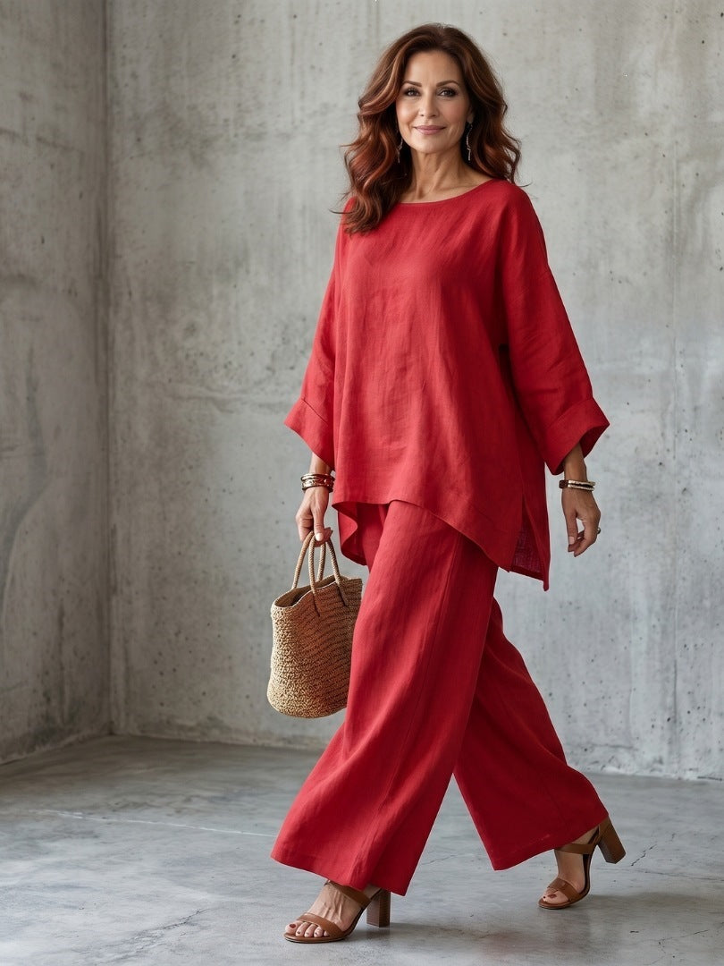 Neoma Linen Blend Wide Leg Pants Set