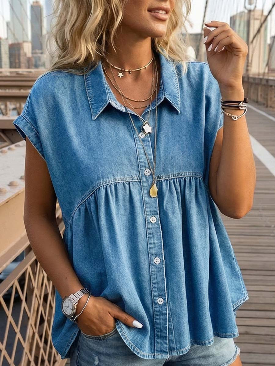 Opal Casual Imitation Denim Blouse