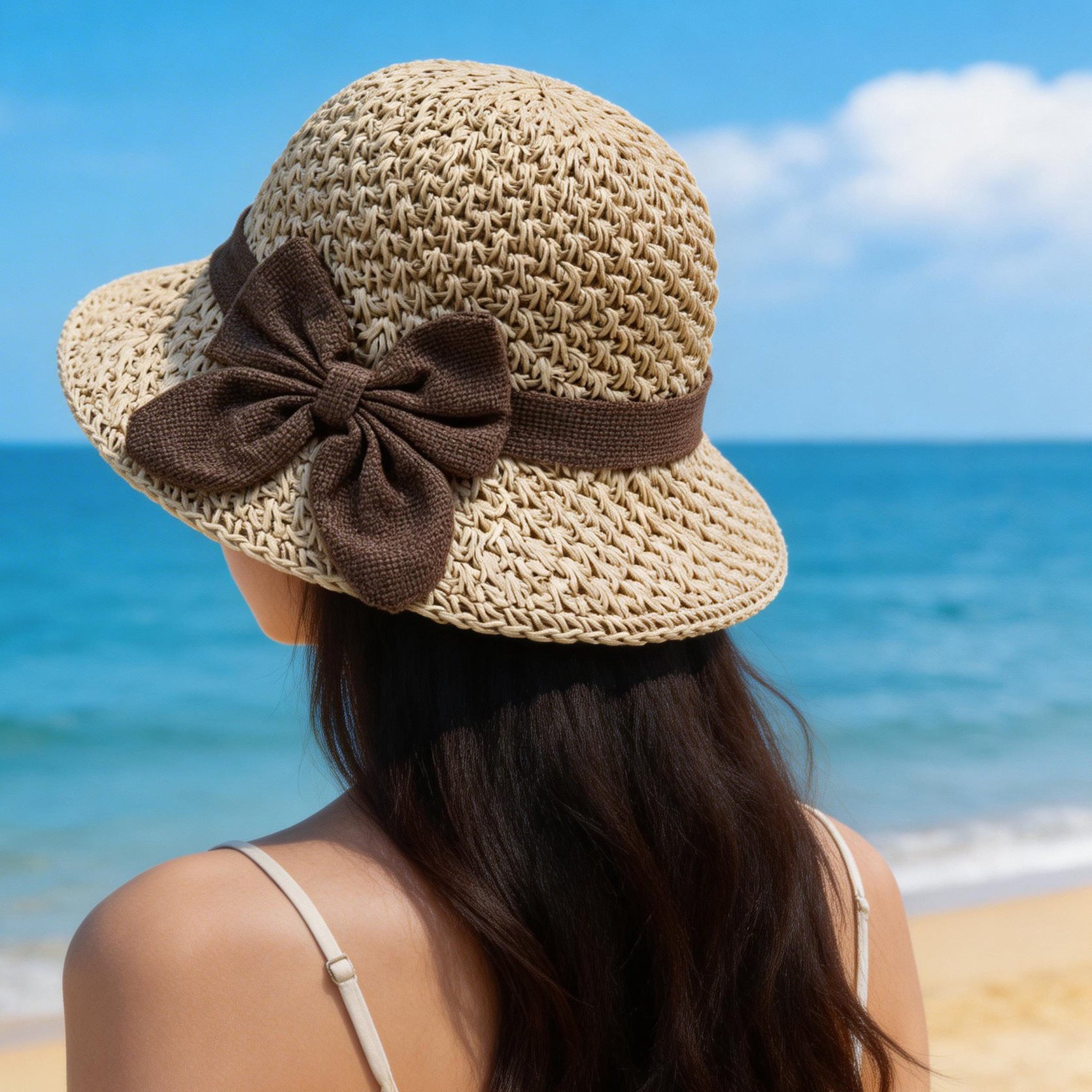 Hattie Elegant Straw Sun Hat With Bow