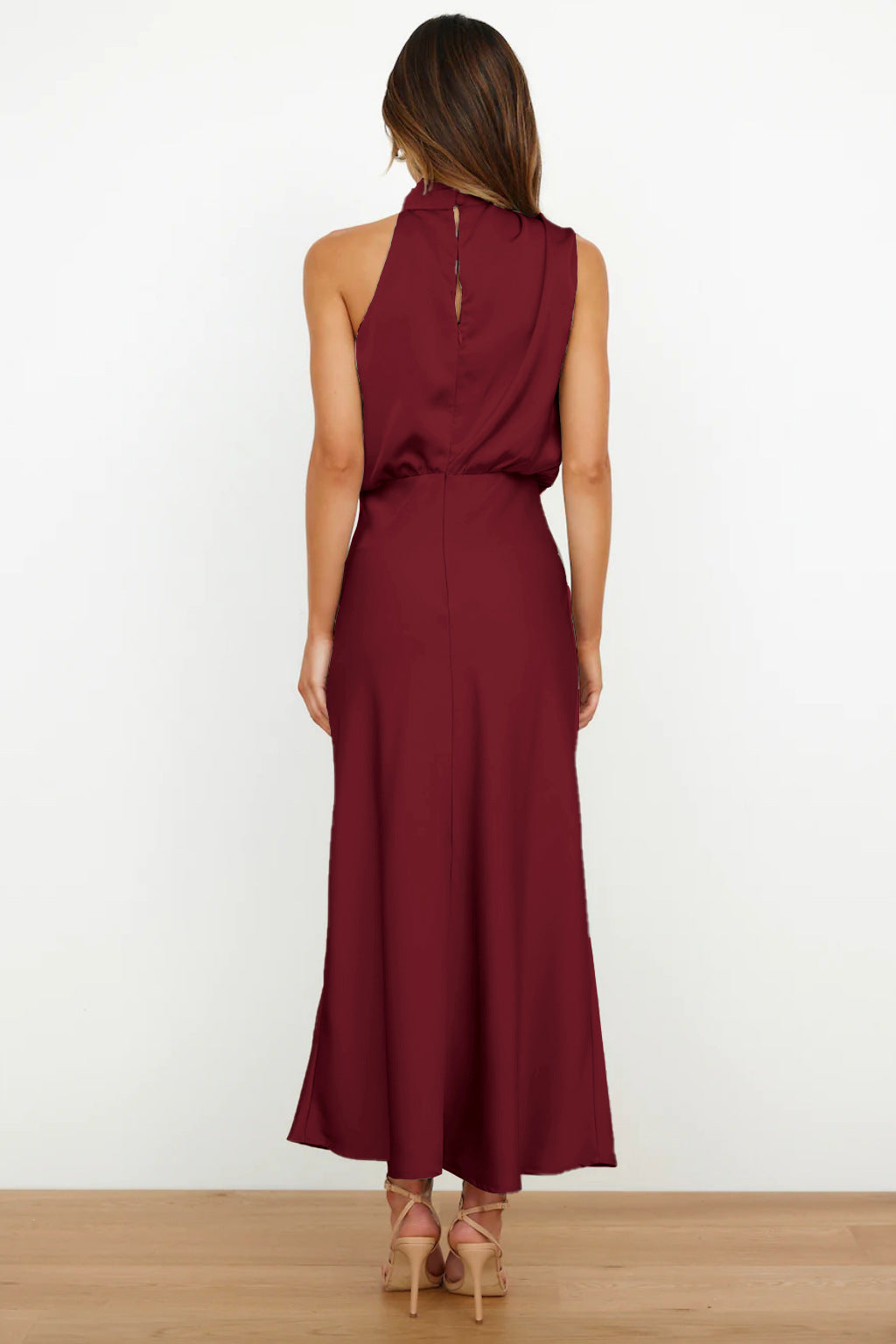 Elara Draped Satin Midi Dress
