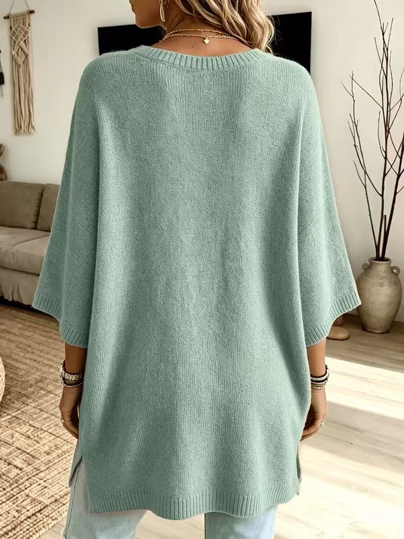 Evanthia Oversized Side-Slit Tunic Sweater