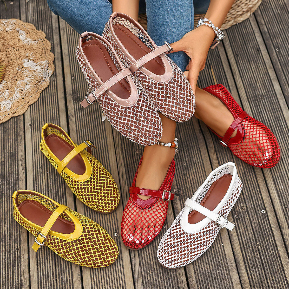 Maribel Mesh Mary Jane Flats