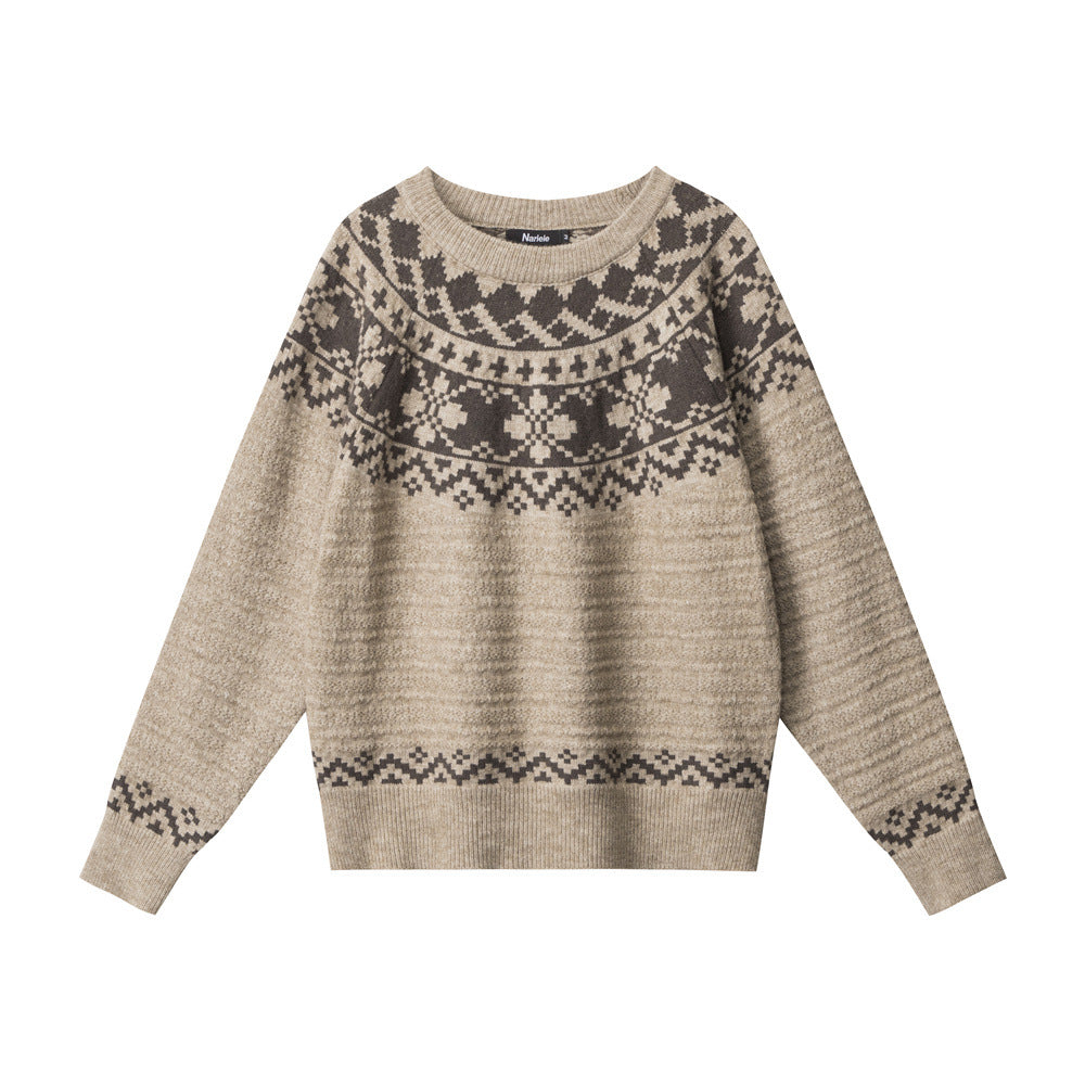 Rivka Fair Isle Yoke Crew Neck Sweater