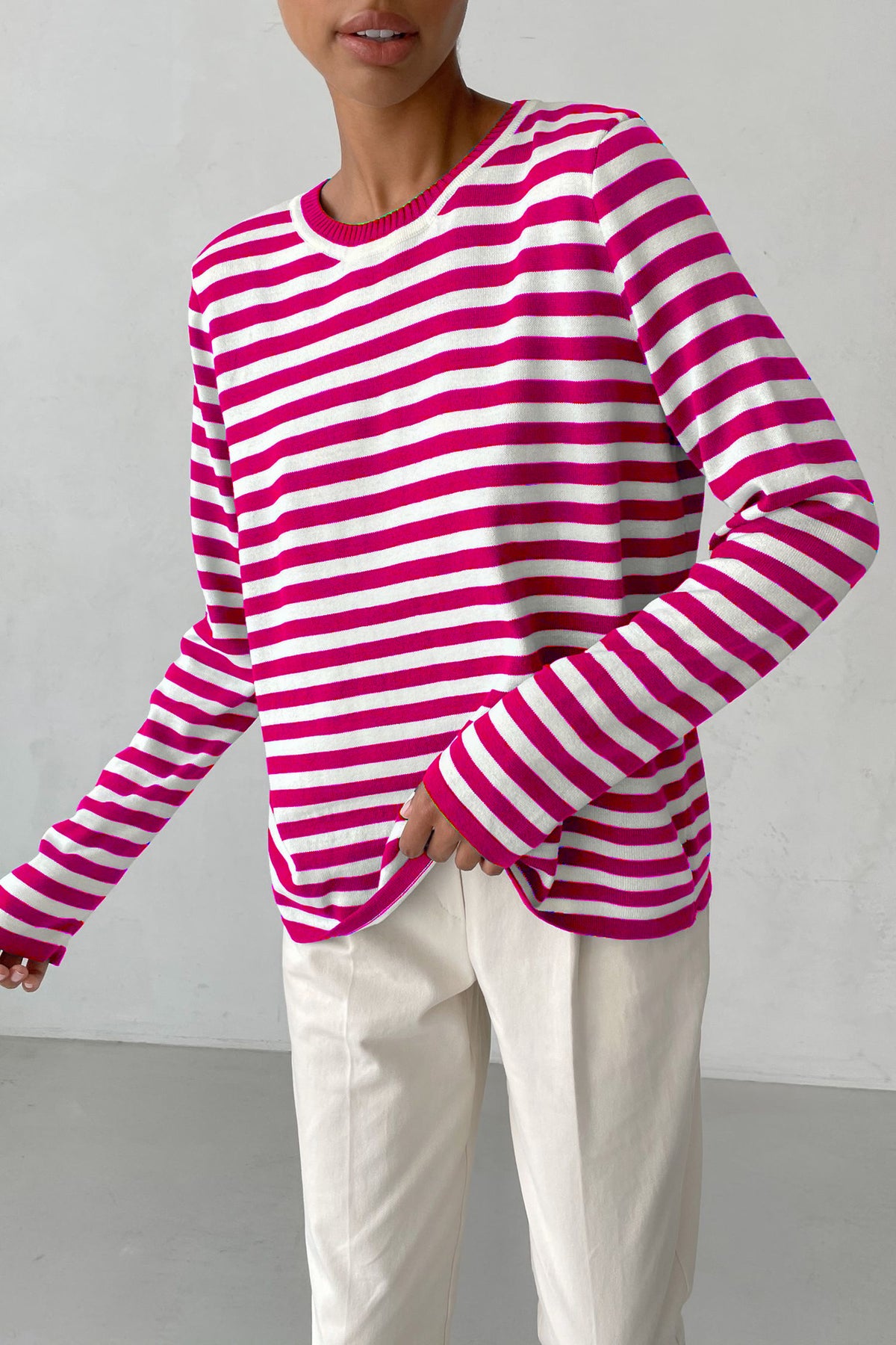 Harlow Striped Crew Neck Knit Sweater