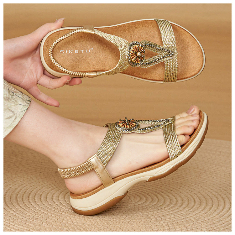 Cassidy Jeweled T-Strap Sandals