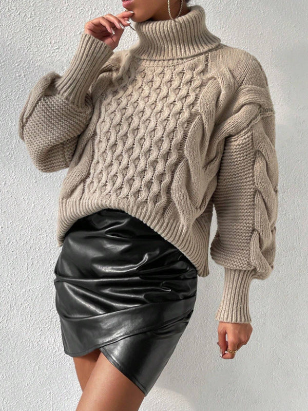 Yvette Chunky Cable Knit Turtleneck Sweater