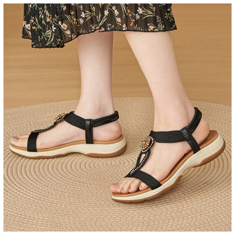 Cassidy Jeweled T-Strap Sandals