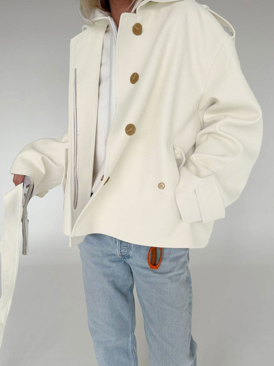 Danica Belted Collared Short Trench Jacket