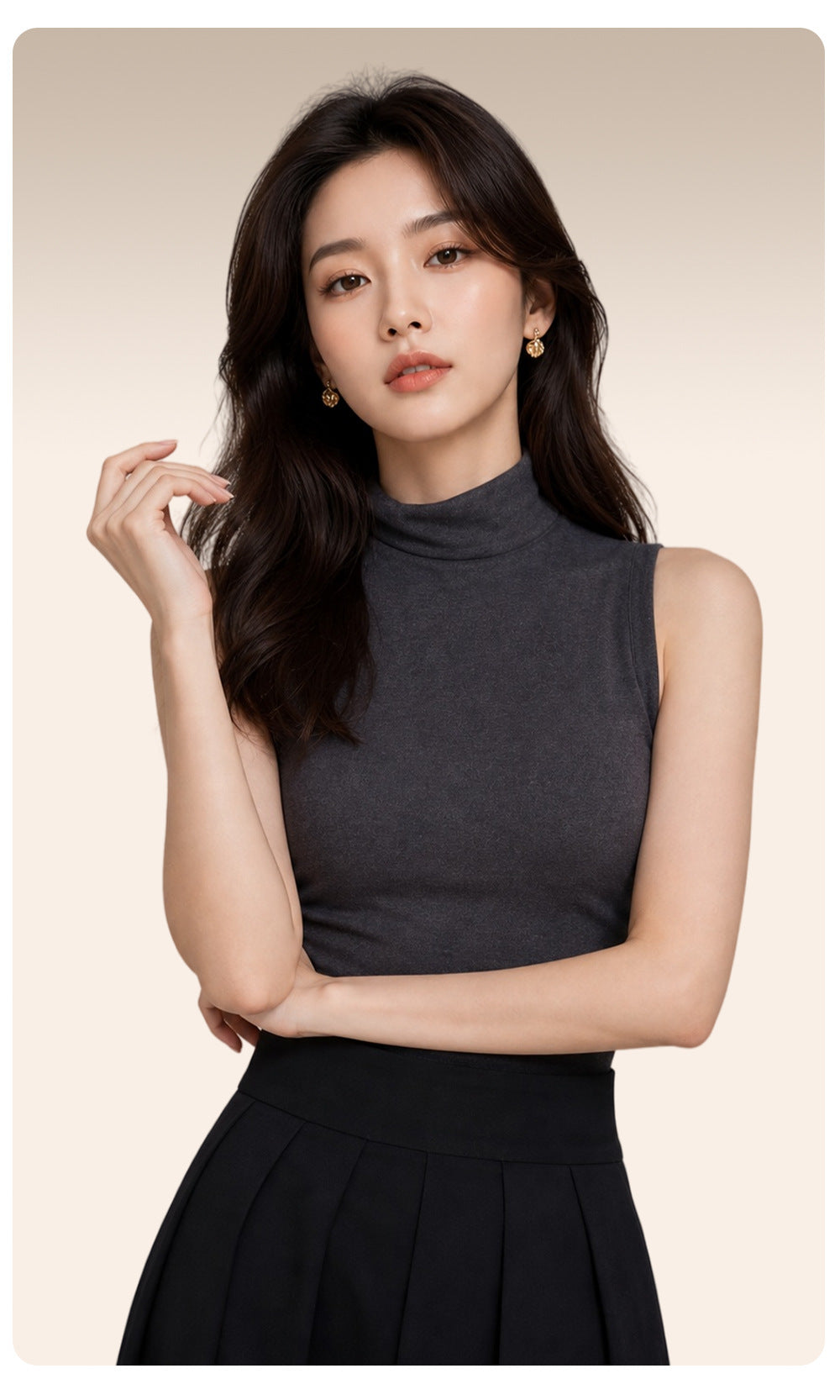 Fulvia Ribbed Mock Neck Sleeveless Knit Top
