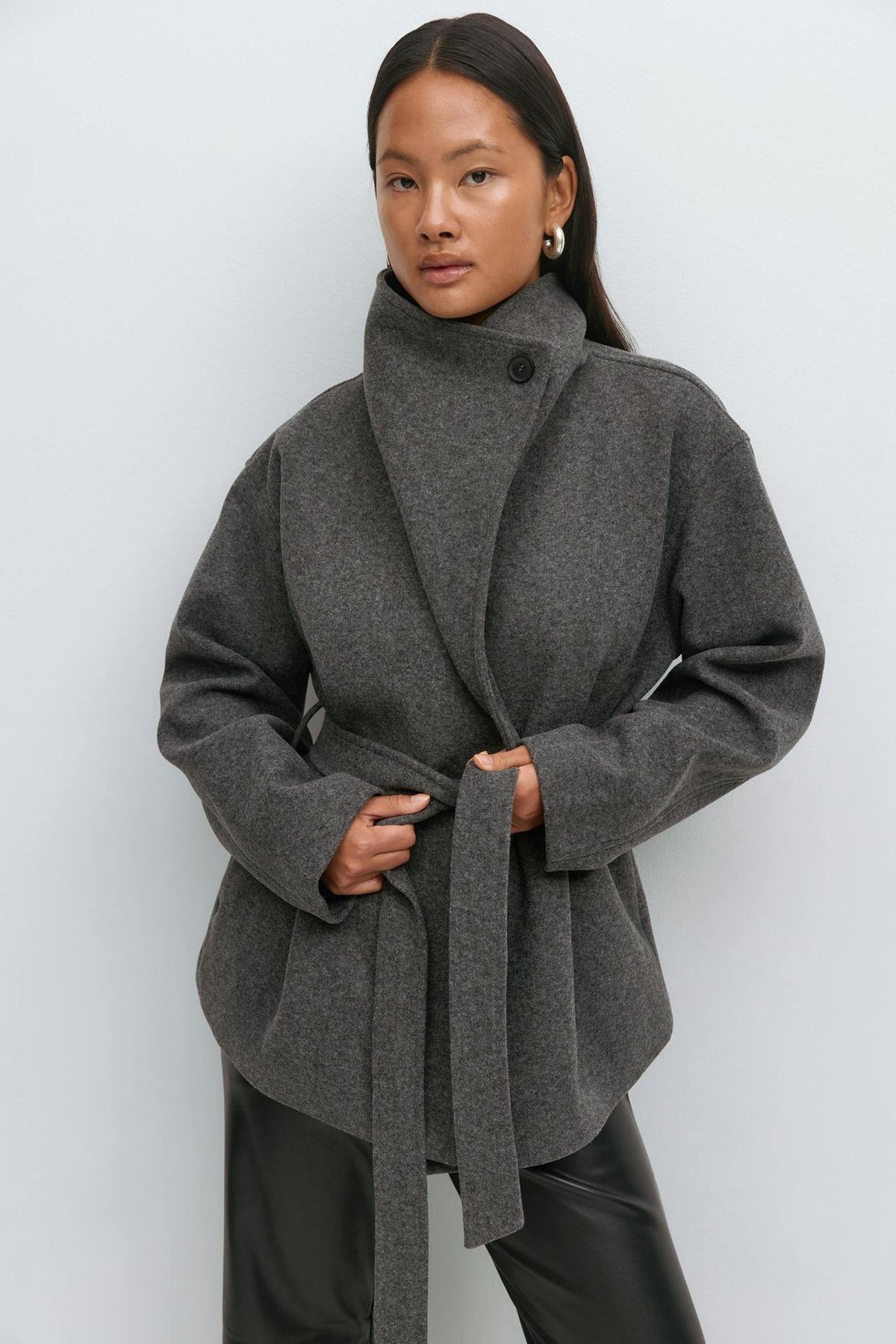Lorna Belted Stand Collar Wool Coat