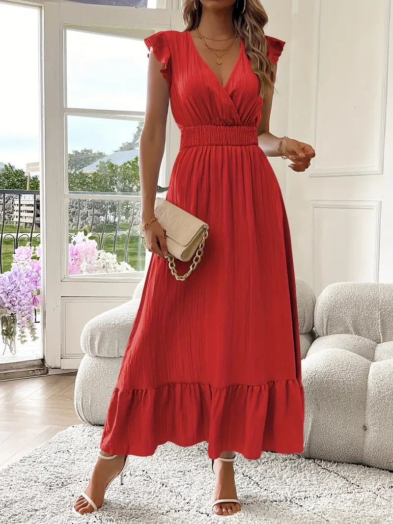 Serafina Ruffle Sleeve Maxi Dress
