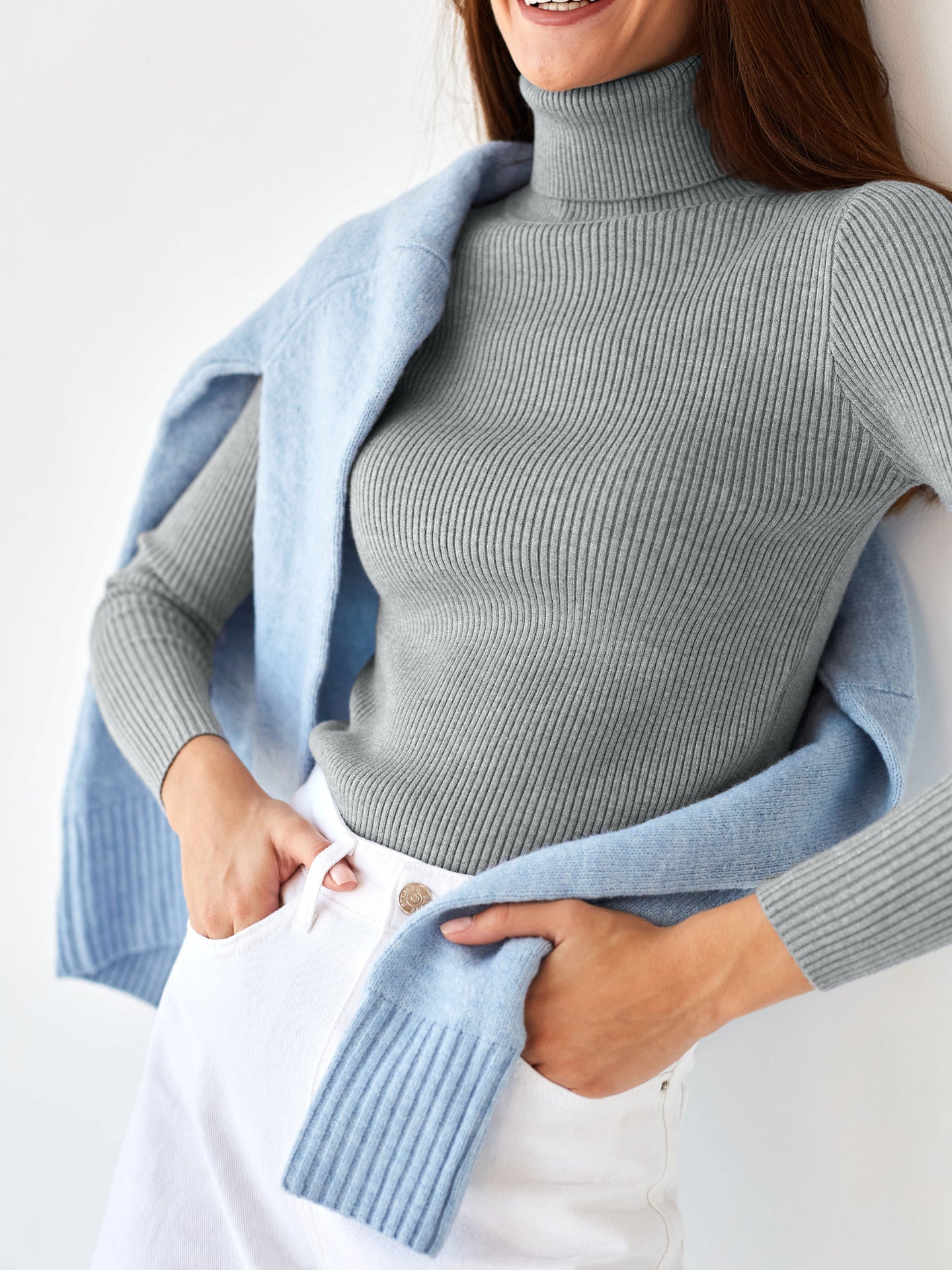 Margo & Main – cotton ribbed knit turtleneck sweater, additional view 37, US women's sizes