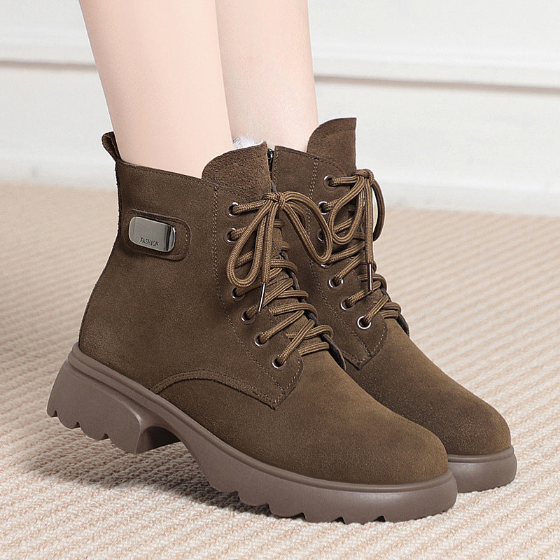 Endellion Lace-Up Side-Zip Combat Boots