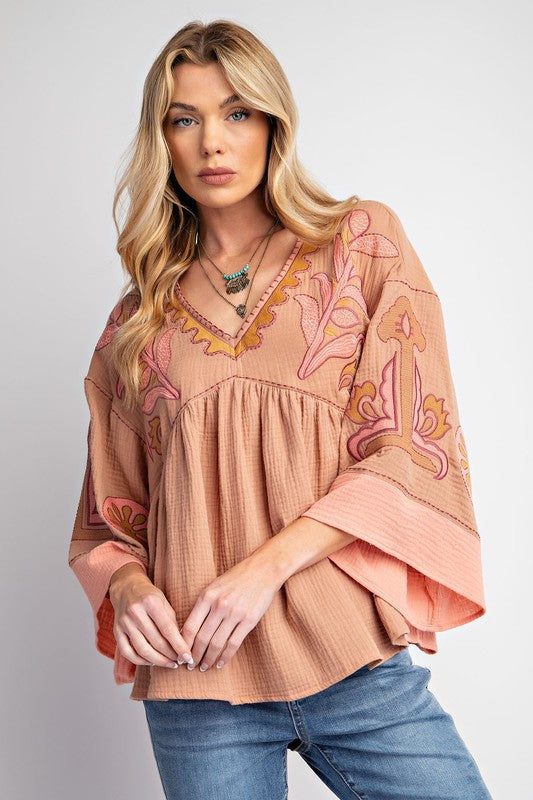 Norma Embroidered Boho Blouse