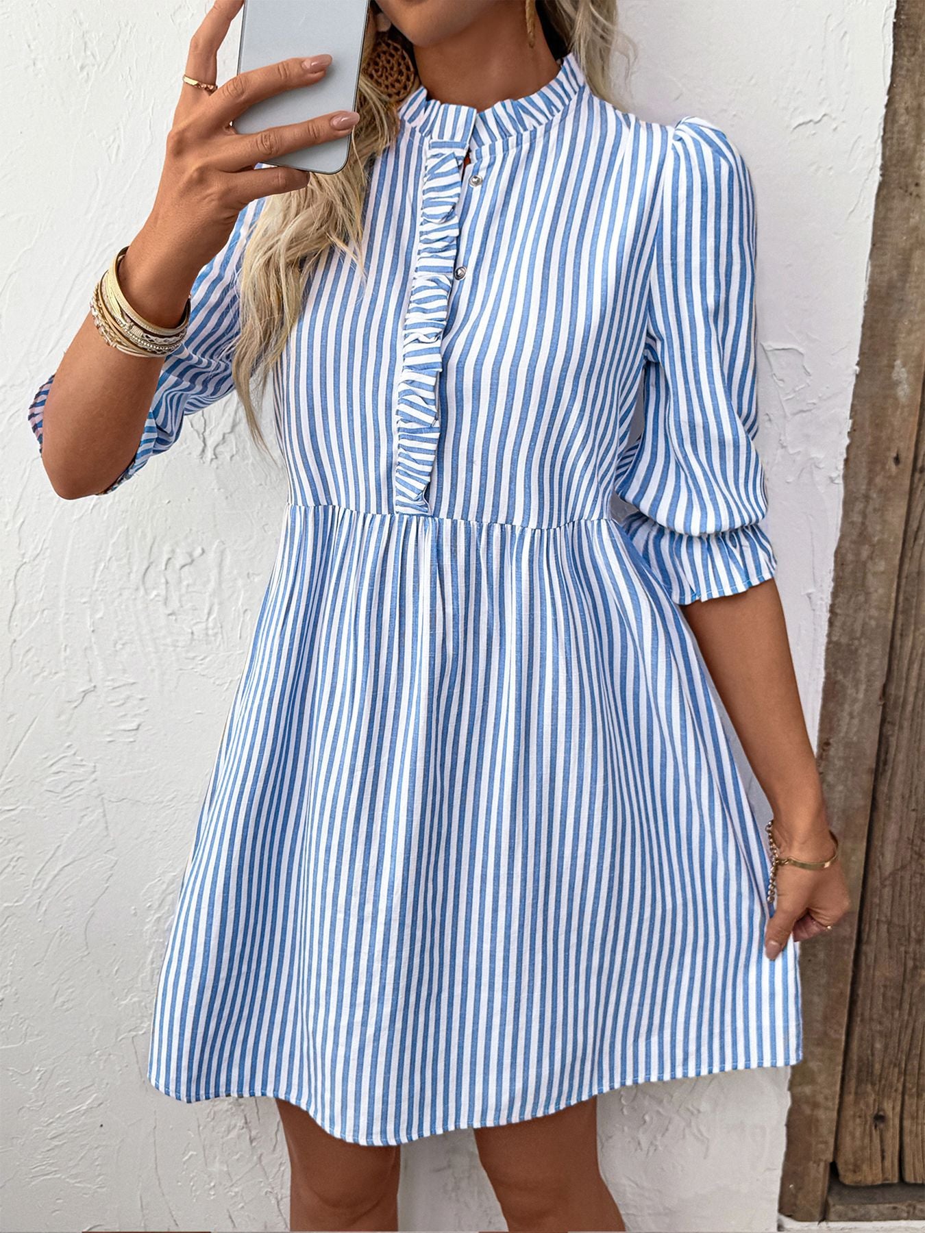 Rebecca Flattering A-Line Striped Dress