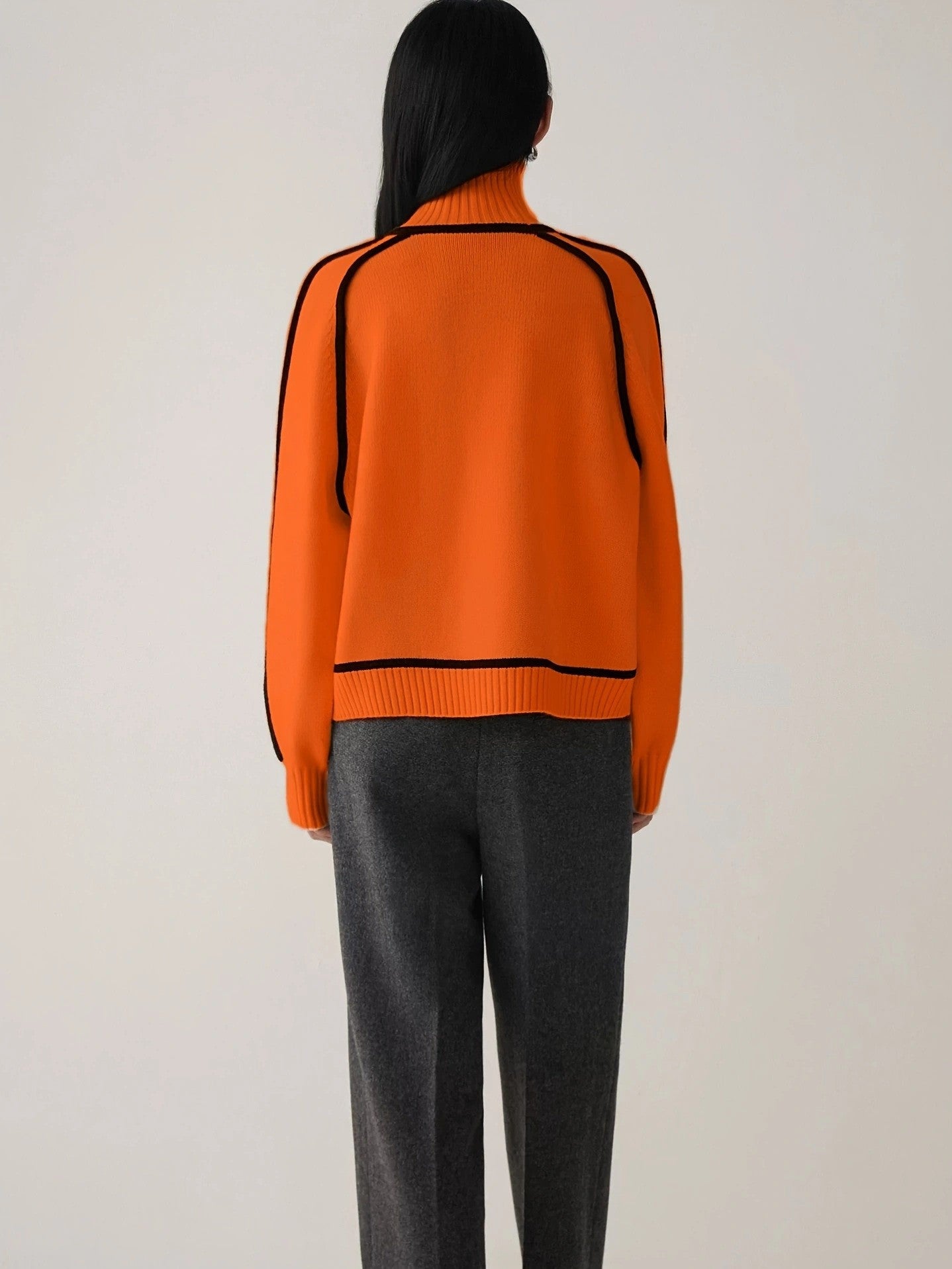 Margo & Main – contrast piping turtleneck sweater, additional view 13, US women's sizes