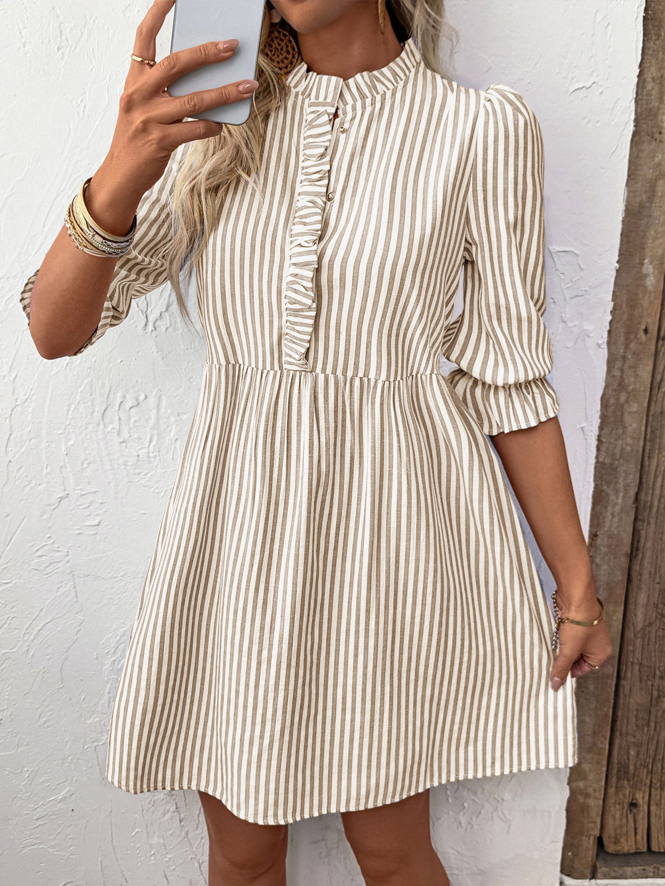 Rebecca Flattering A-Line Striped Dress