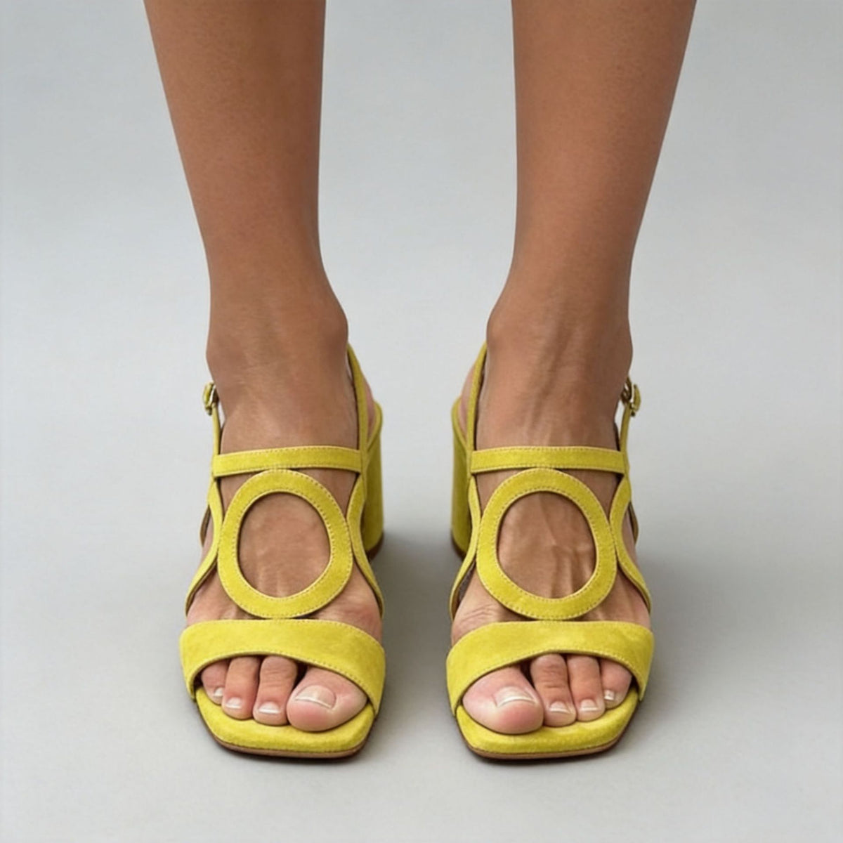 Fiamma Ring-Cutout Block Heel Sandals